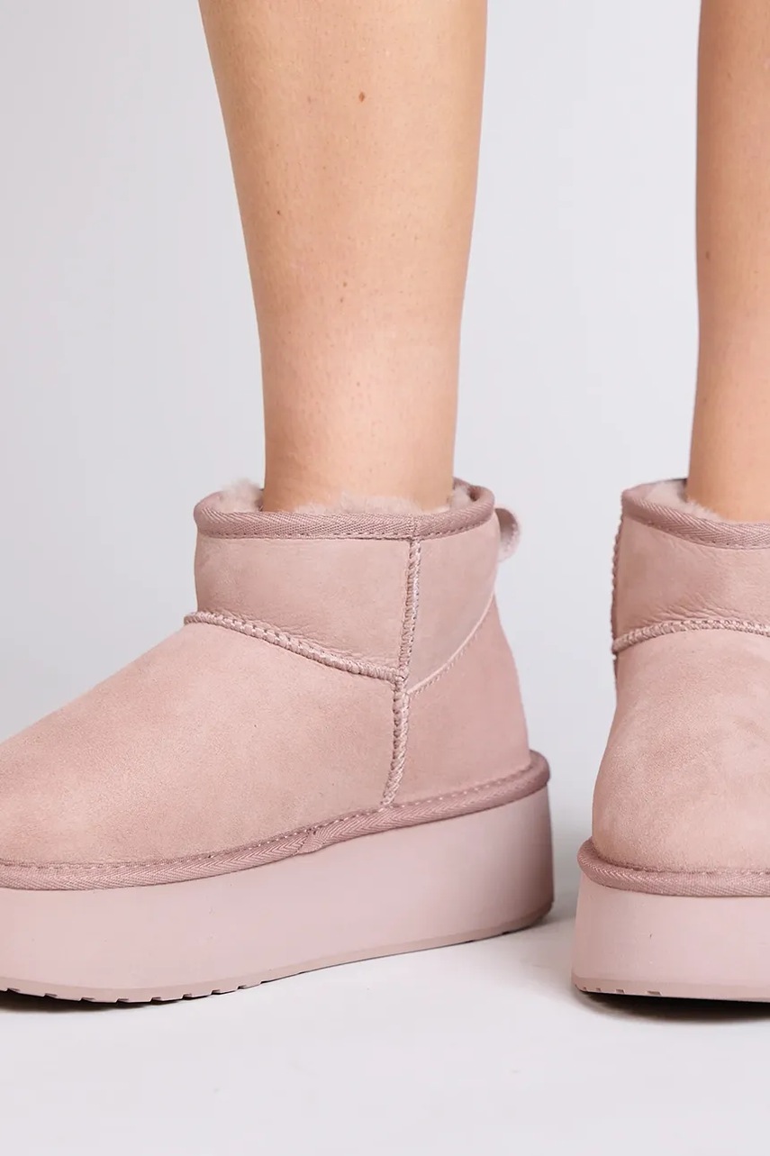 Замшеві чоботи Emu Australia Stinger Micro Flatform колір рожевий W13082 Cameo Rose 