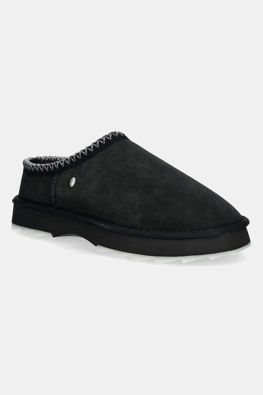 Emu Australia papuci din piele intoarsa Sharky Scuff culoarea negru, W13179 Black