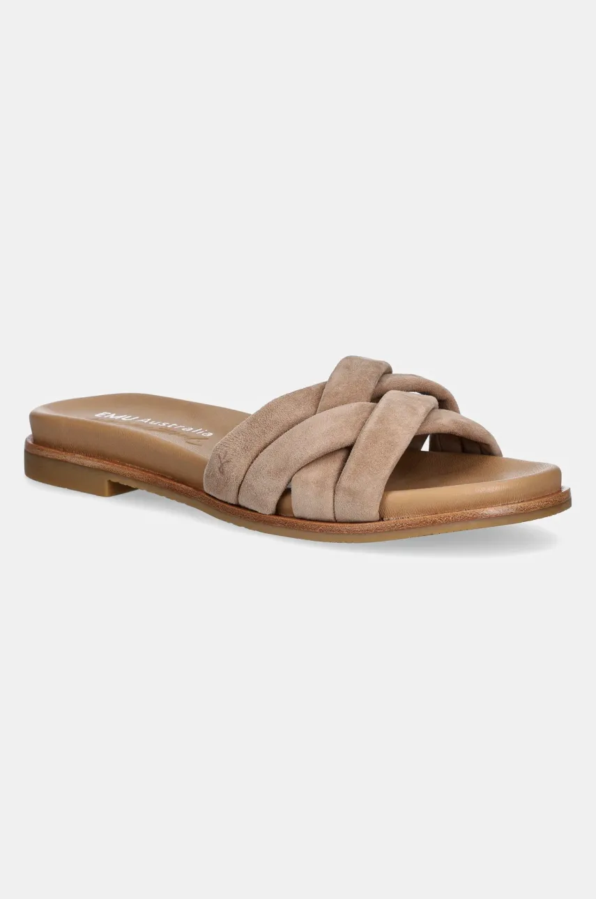 Emu Australia papuci din piele Ikara femei, culoarea bej, W13054 Camel