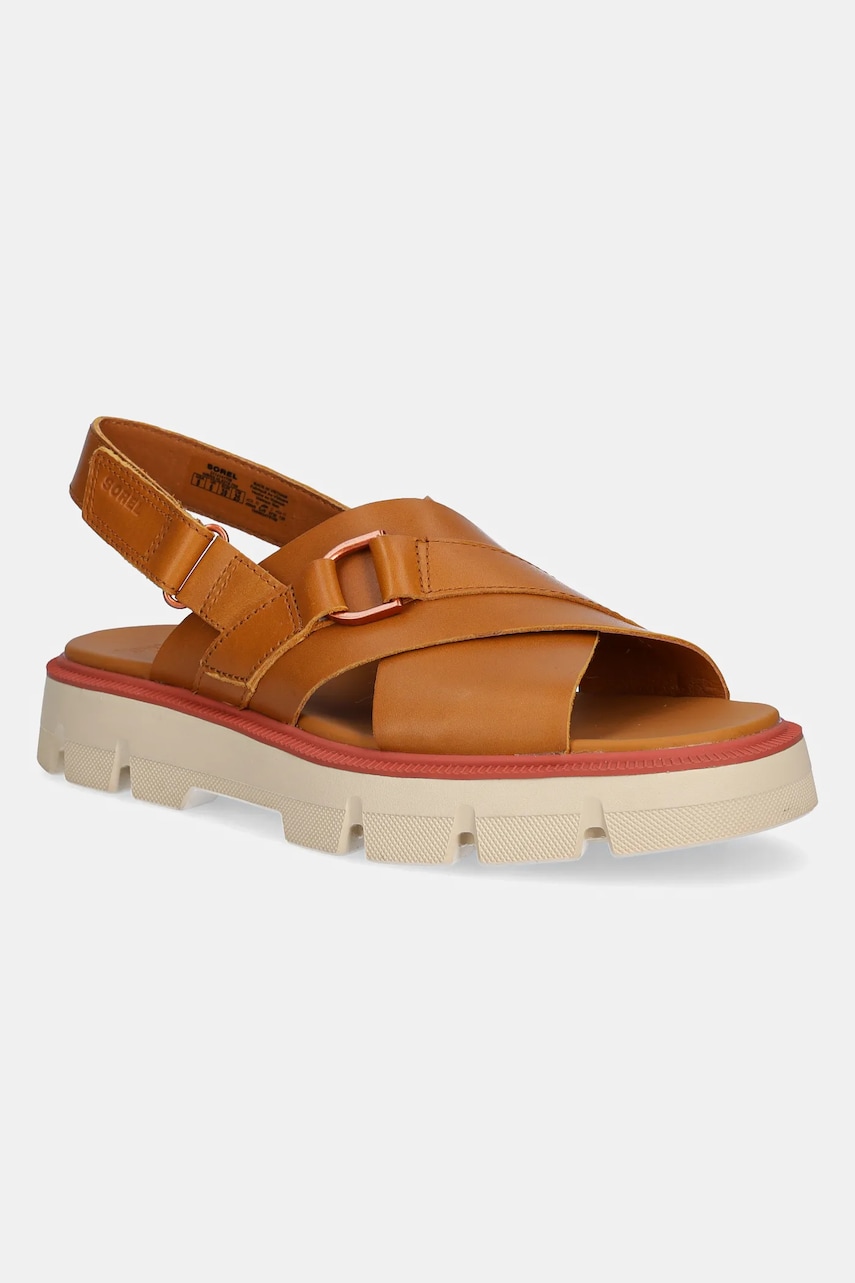 Sorel sandale de piele REIN CB CRISSCROSS femei, culoarea maro, cu platforma, 2114141708 Sorel sandale de piele REIN CB CRISSCROSS femei, culoarea maro, cu platforma, 2114141708