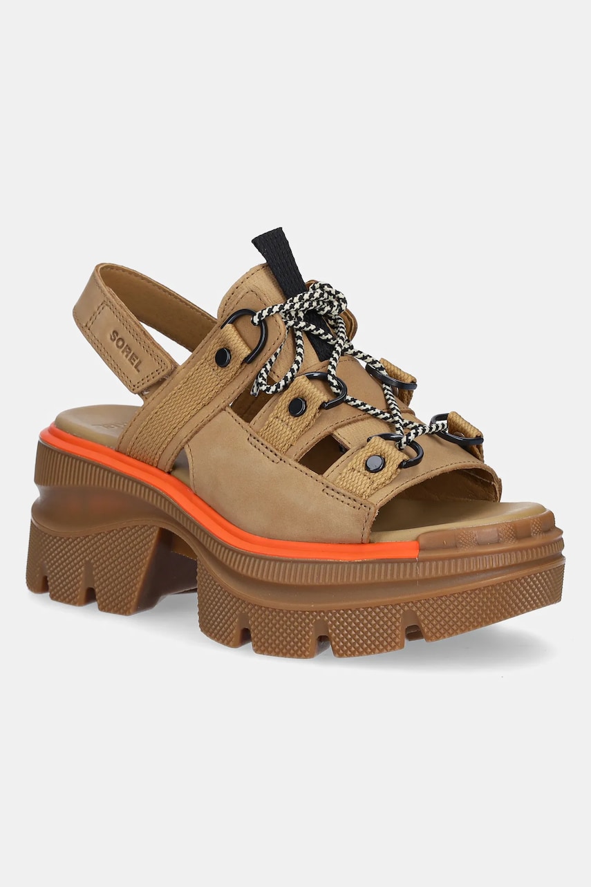 Sorel sandale din nubuc REIN CB LACE PLATFORM HE culoarea bej, 2113101263 Sorel sandale din nubuc REIN CB LACE PLATFORM HE culoarea bej, 2113101263