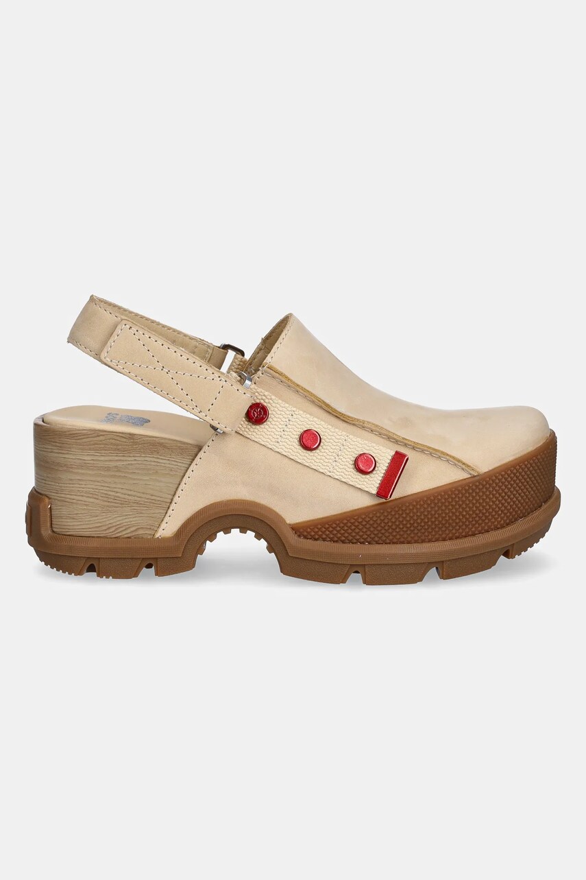 Кожаные сандалии Sorel ROAMN CLOG RBR GEAR CHK женские цвет бежевый на платформе 2125951296 Кожаные сандалии Sorel ROAMN CLOG RBR GEAR CHK женские цвет бежевый на платформе 2125951296