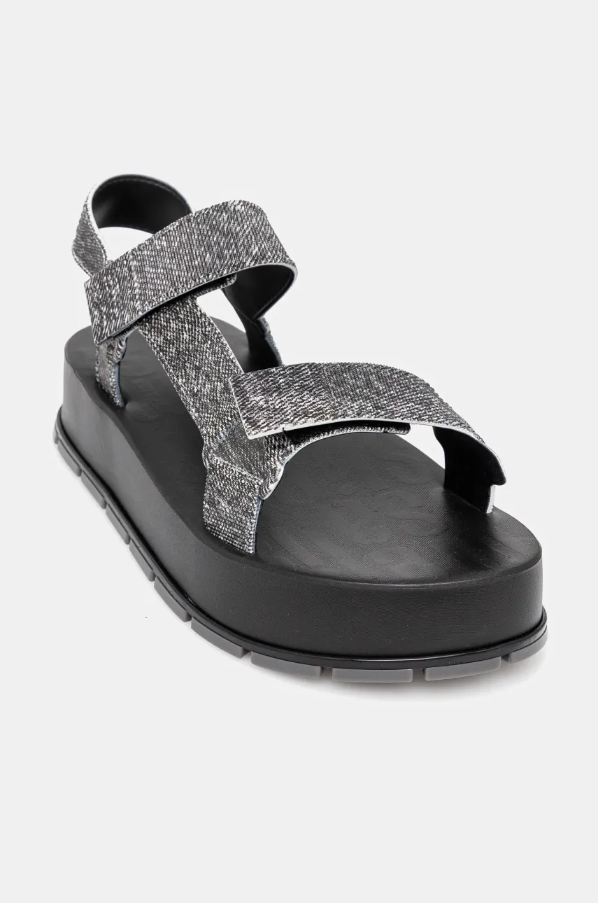 Melissa sandale FLOWING PLATFORM DENIM femei, culoarea negru, cu platforma, M 36132