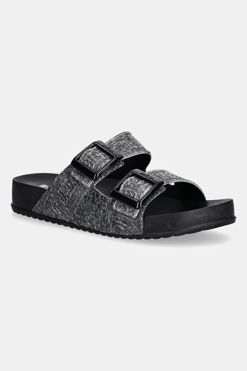 Melissa papuci COZY M LOVER SLIDE DENIM femei, culoarea negru, M 36146 Melissa papuci COZY M LOVER SLIDE DENIM femei, culoarea negru, M 36146