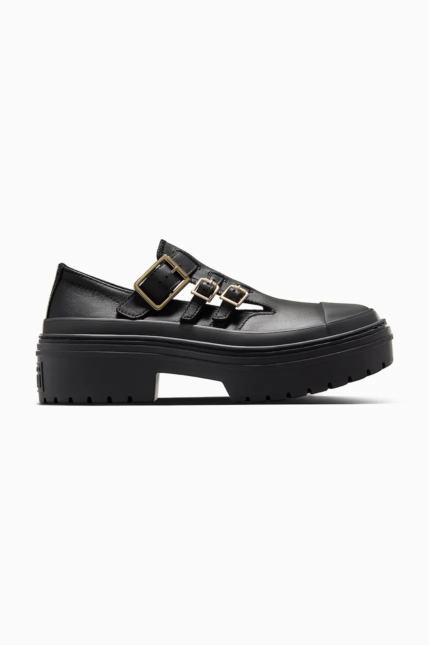 Converse pantofi de piele Chuck Taylor All Star Lugged Heel MJ femei, culoarea negru, cu platforma, A10616C Converse pantofi de piele Chuck Taylor All Star Lugged Heel MJ femei, culoarea negru, cu platforma, A10616C