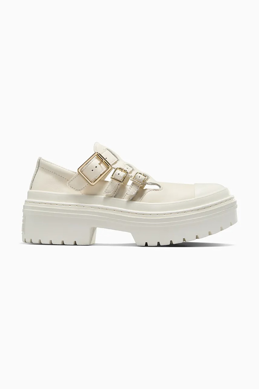 Converse pantofi de piele Chuck Taylor All Star Lugged Heel MJ femei, culoarea alb, cu platforma, A10617C Converse pantofi de piele Chuck Taylor All Star Lugged Heel MJ femei, culoarea alb, cu platforma, A10617C