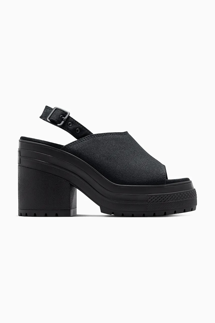 Converse sandale Chuck 70 De Luxe Heel Nu femei, culoarea negru, cu toc drept, A12567C Converse sandale Chuck 70 De Luxe Heel Nu femei, culoarea negru, cu toc drept, A12567C