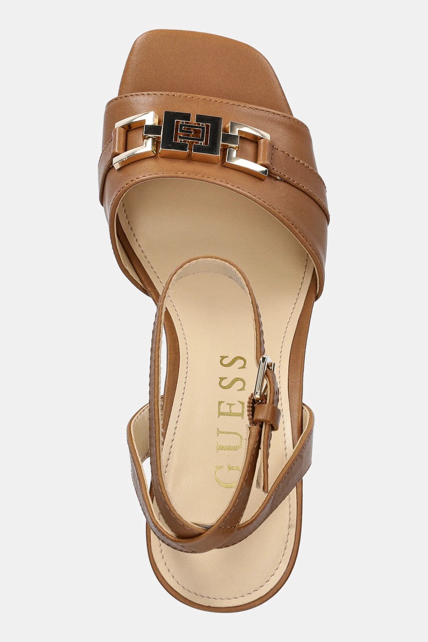 Δερμάτινα σανδάλια Guess GRATO χρώμα: καφέ, FLJGRT LEA03 φωτογραφία