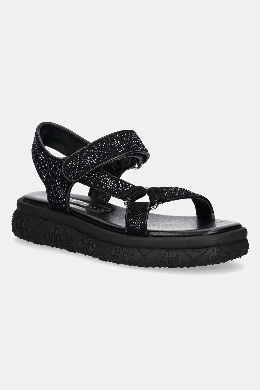 Sandály Guess LODE dámské, černá barva, na platformě, FLJLOD FAP03