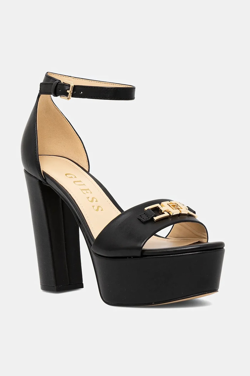 Kožené sandály Guess SETTLE černá barva, FLJSET LEA03