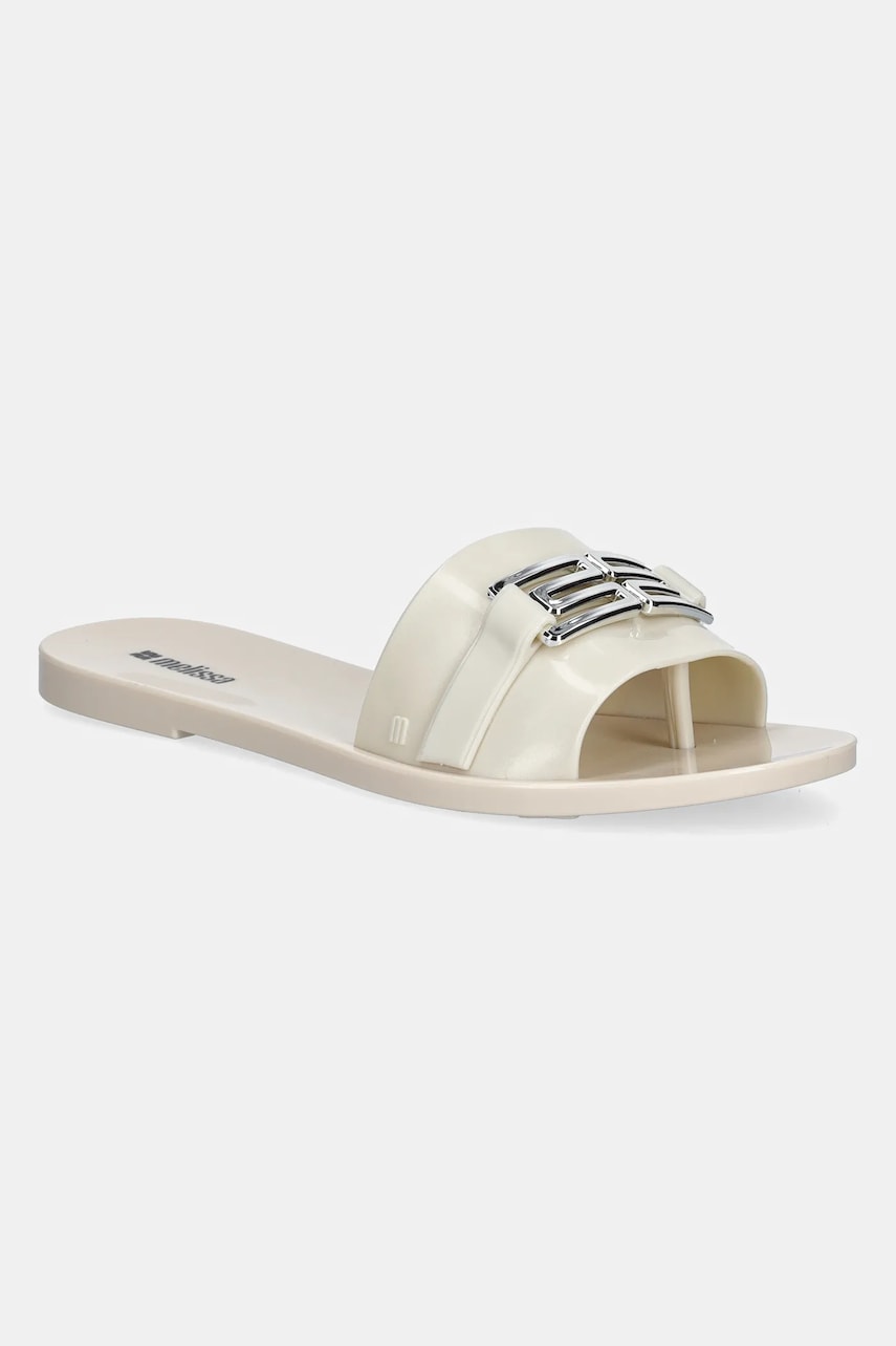 Melissa slapi MELISSA BABE M CHIC AD femei, culoarea bej, cu toc plat, M 36000.BF048 Melissa slapi MELISSA BABE M CHIC AD femei, culoarea bej, cu toc plat, M 36000.BF048