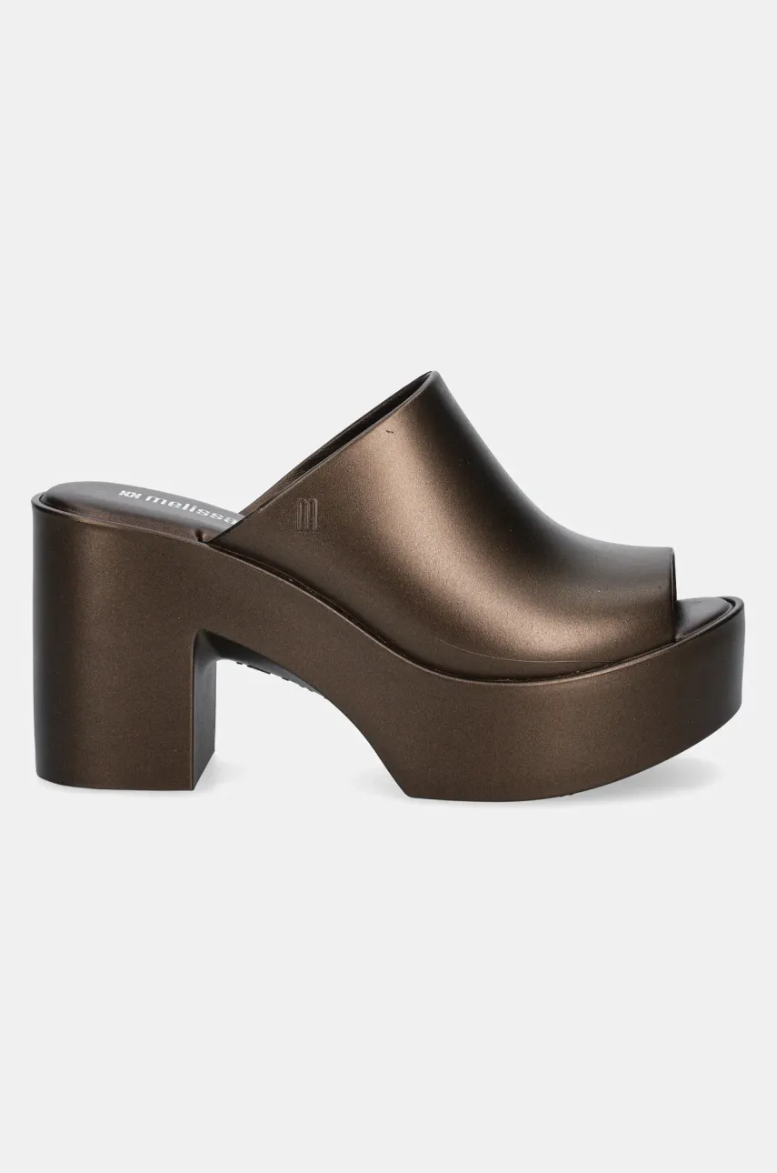 Шлепанцы Melissa MELISSA MULE HYPE METALLIC AD женские цвет коричневый каблук кирпичик M 36497.BI597 Шлепанцы Melissa MELISSA MULE HYPE METALLIC AD женские цвет коричневый каблук кирпичик M 36497.BI597