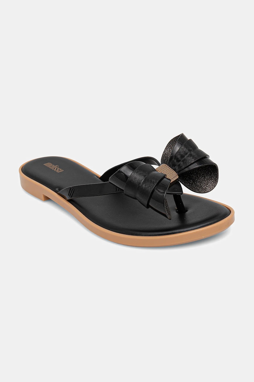 Melissa papuci MELISSA FLIP FLOP SLIM V AD femei, culoarea negru, cu toc plat, M.35748.AU002 Melissa papuci MELISSA FLIP FLOP SLIM V AD femei, culoarea negru, cu toc plat, M.35748.AU002