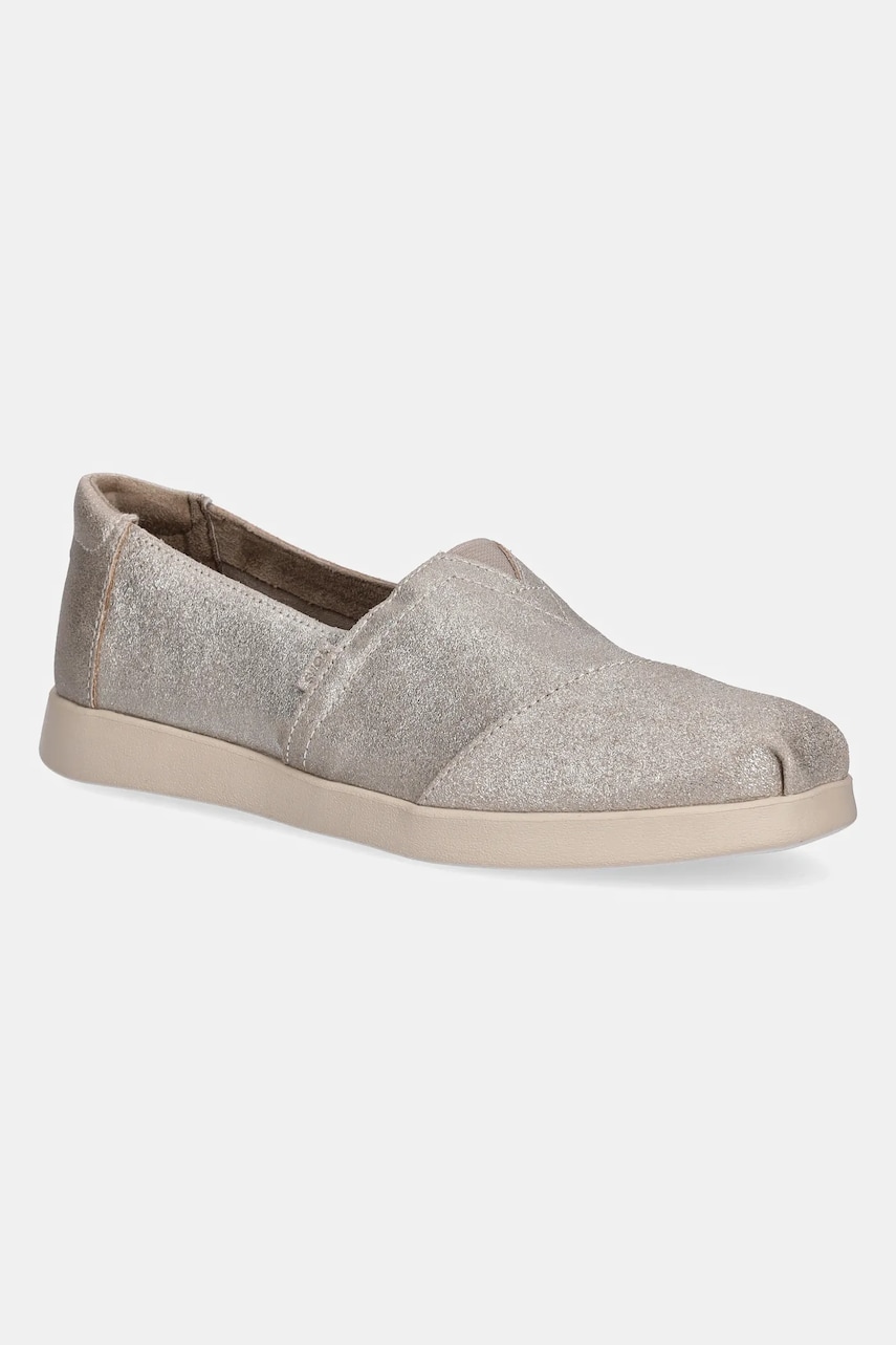 Toms espadrile CHAMPAGNE METALLIC SUEDE culoarea argintiu, 10021548 Toms espadrile CHAMPAGNE METALLIC SUEDE culoarea argintiu, 10021548