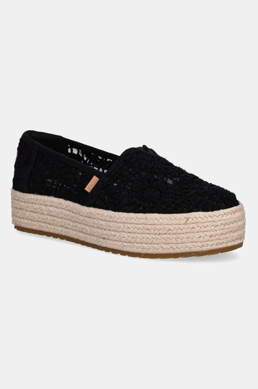 Levně Espadrilky Toms CROCHET LACE černá barva, na platformě, 10021913
