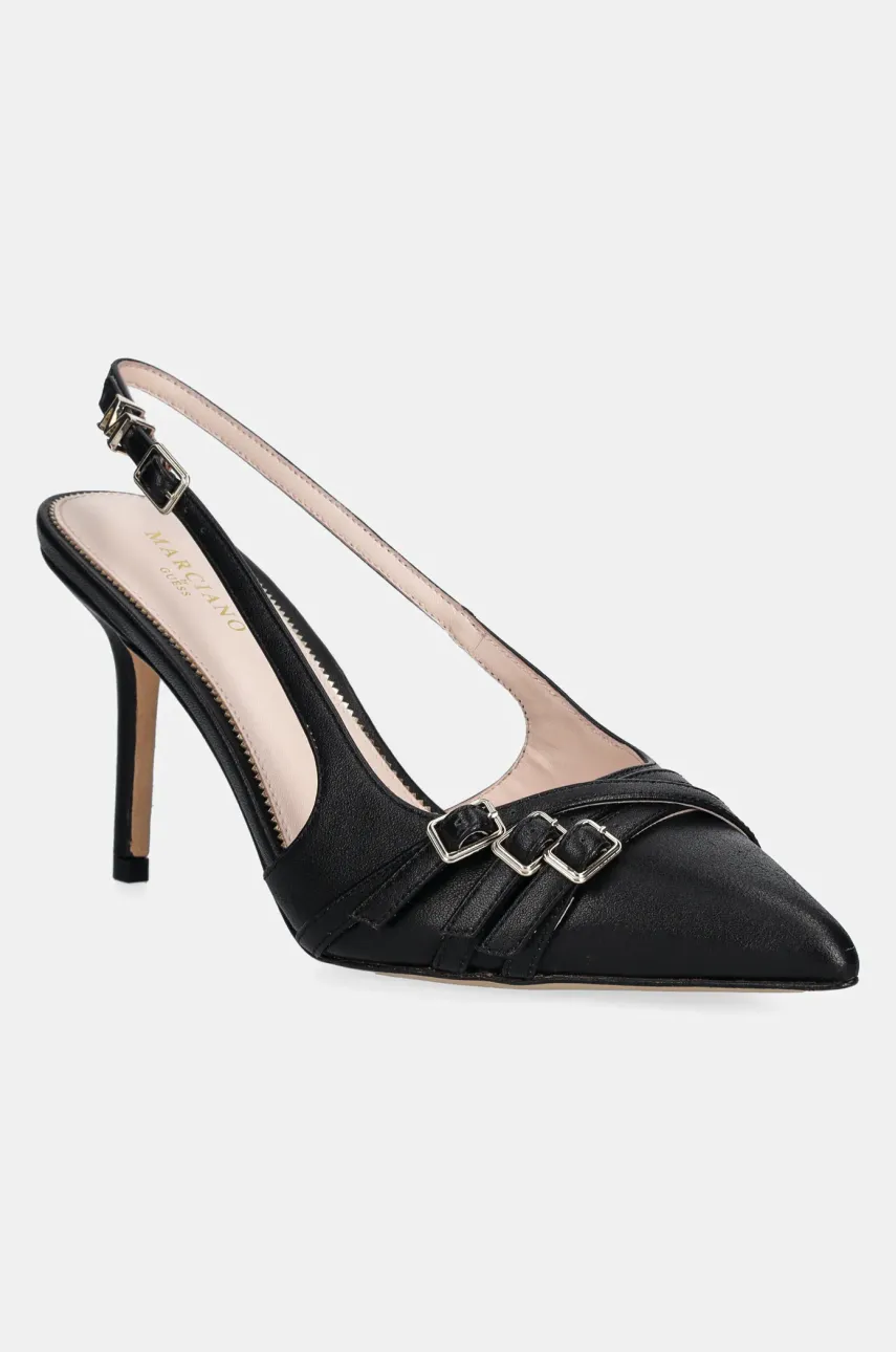 Kožené lodičky Guess SLING BACK BUCKLE S černá barva, 5GGZ31 7324A