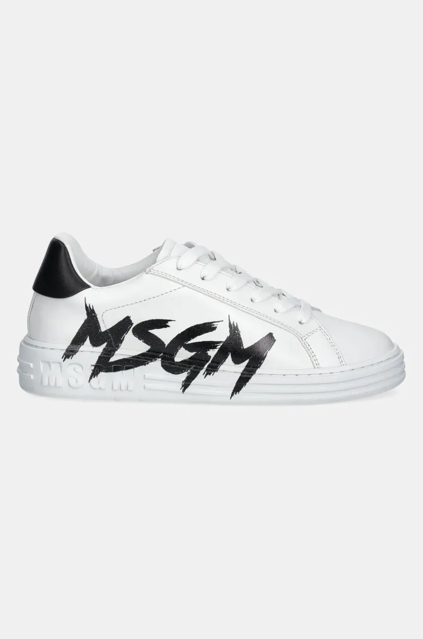 Кожаные кроссовки MSGM цвет белый 3841MDS506 Кожаные кроссовки MSGM цвет белый 3841MDS506