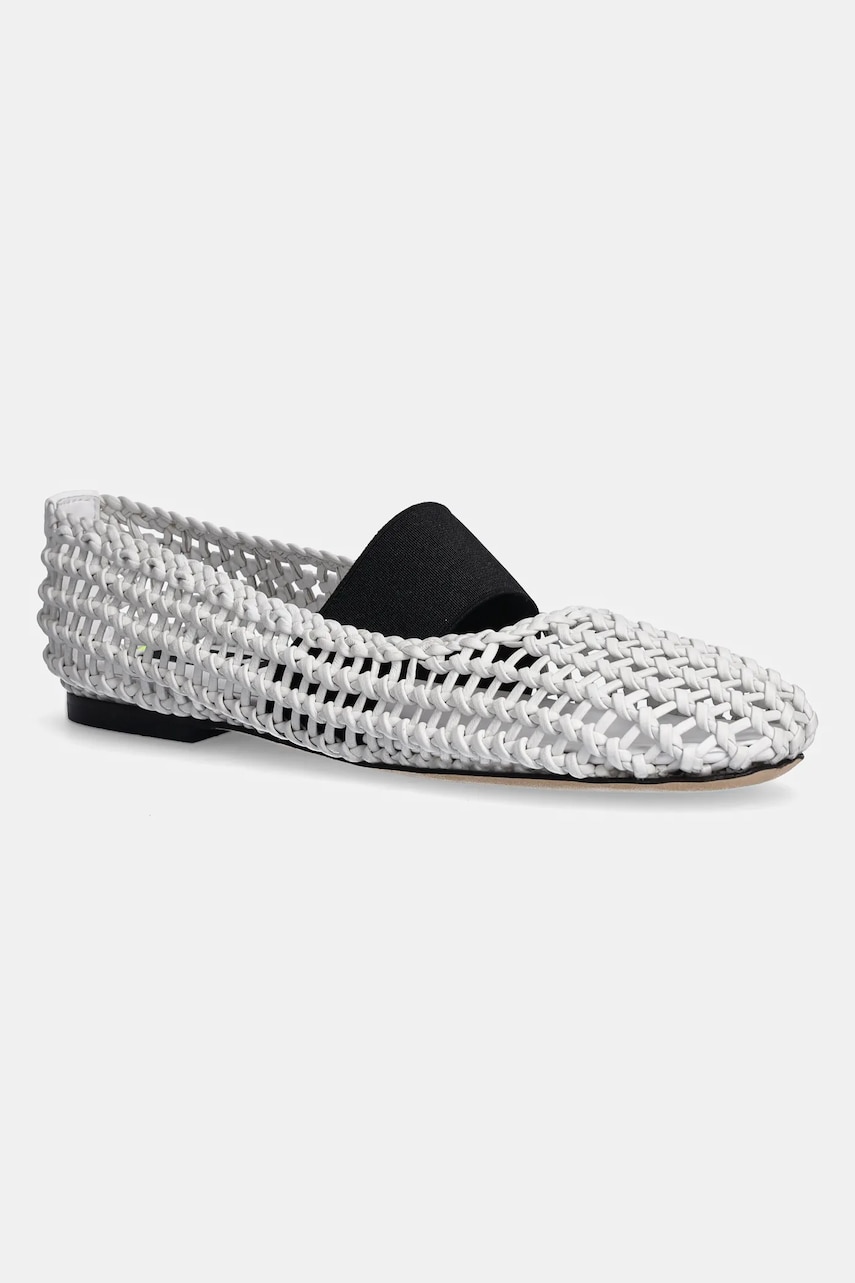 Levně Kožené baleríny MSGM bílá barva, 3841MDS215