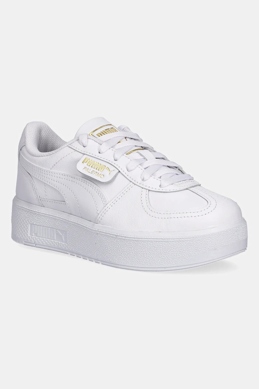 Puma sneakers din piele Palermo Elevata Lth Wns femei, culoarea alb, 400461 Puma sneakers din piele Palermo Elevata Lth Wns femei, culoarea alb, 400461