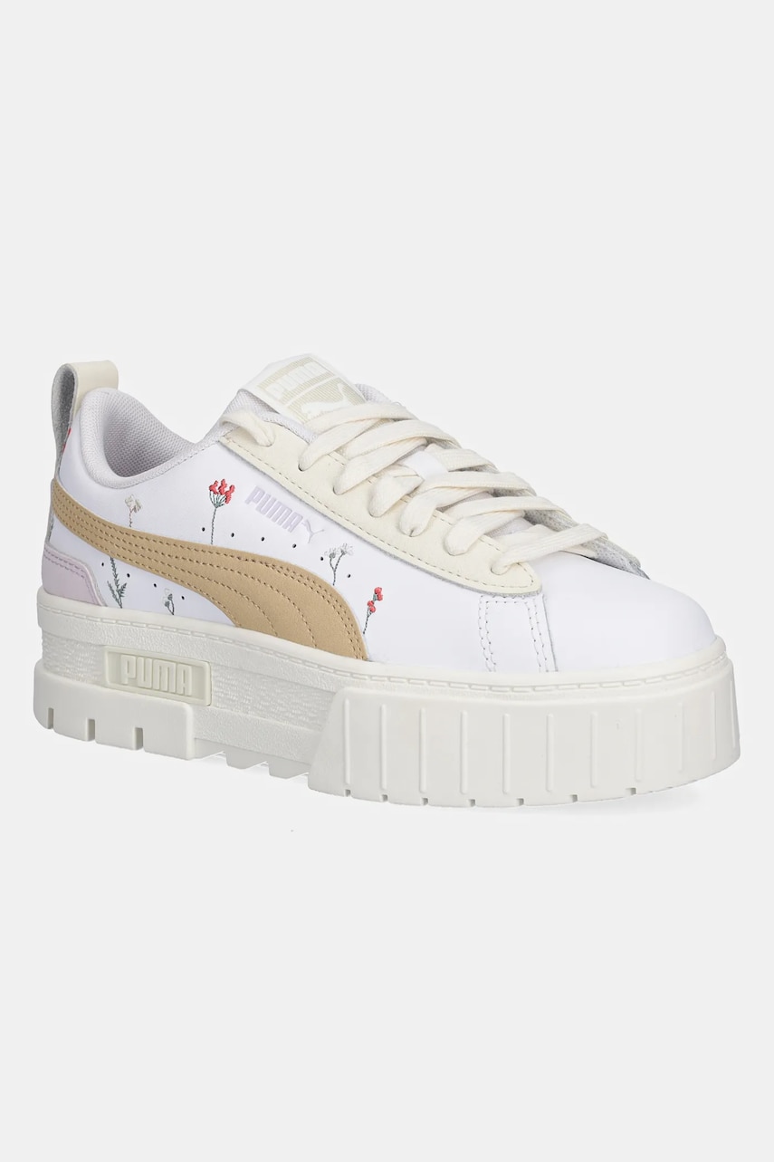 Puma sneakers din piele Mayze Secret Garden Wns femei, culoarea alb, 401262 Puma sneakers din piele Mayze Secret Garden Wns femei, culoarea alb, 401262