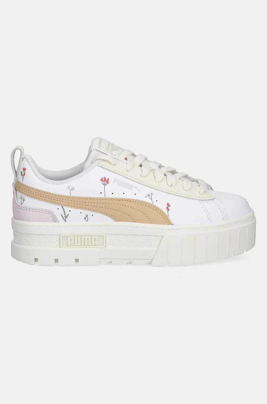 Кожаные кроссовки Puma Mayze Secret Garden Wns женская цвет белый 401262 Кожаные кроссовки Puma Mayze Secret Garden Wns женская цвет белый 401262