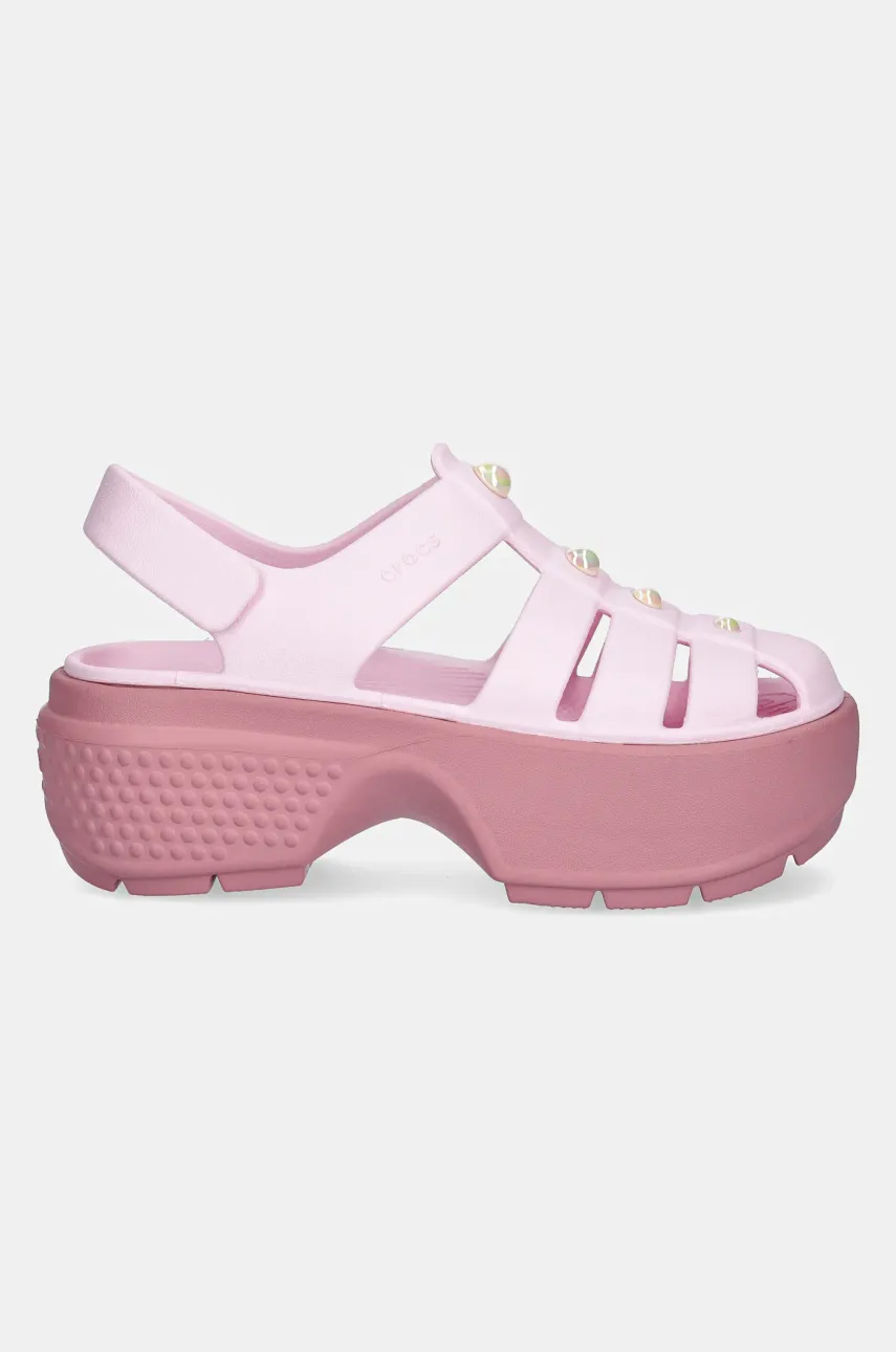 Сандалии Crocs Stomp Fisherman Pearl Sandal женские цвет розовый на платформе 210979-6XX Сандалии Crocs Stomp Fisherman Pearl Sandal женские цвет розовый на платформе 210979-6XX