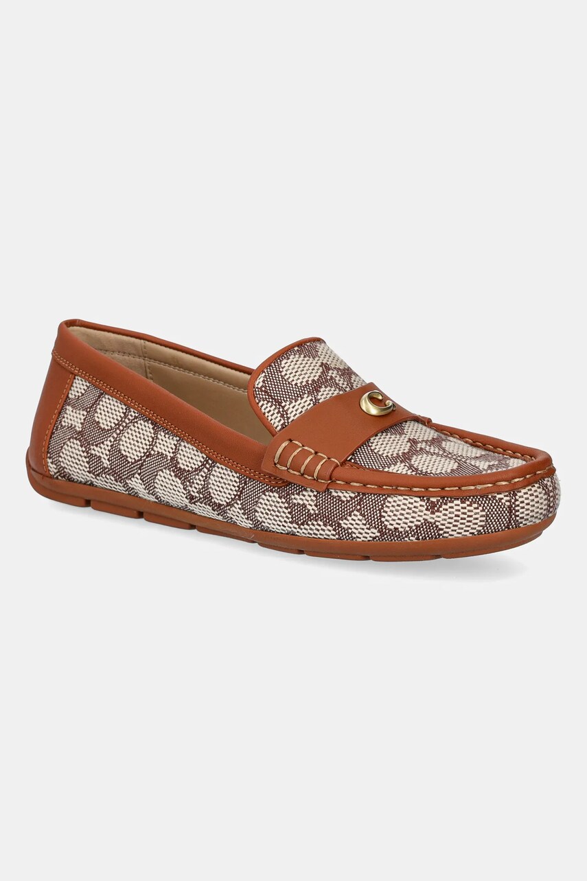 Coach mocasini Signature femei, culoarea maro, cu toc plat, CAS68