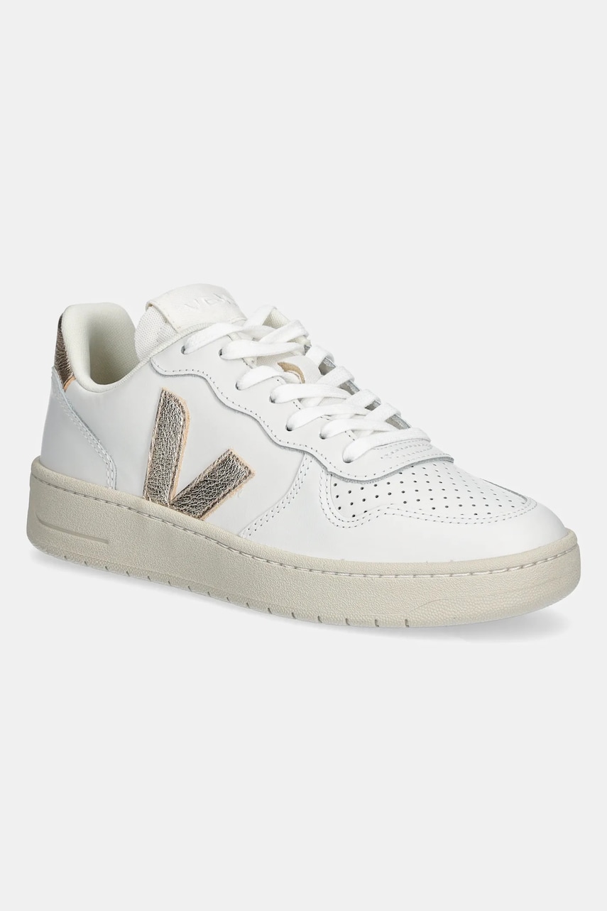 Veja sneakers din piele VI0220737A V-10 LEATHER femei, culoarea alb, VI0220737A Veja sneakers din piele VI0220737A V-10 LEATHER femei, culoarea alb, VI0220737A