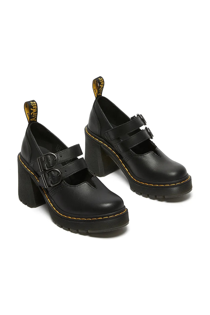 Кожаные туфли Dr. Martens Eviee Mary Jane цвет чёрный каблук кирпичик DM27371001 Кожаные туфли Dr. Martens Eviee Mary Jane цвет чёрный каблук кирпичик DM27371001
