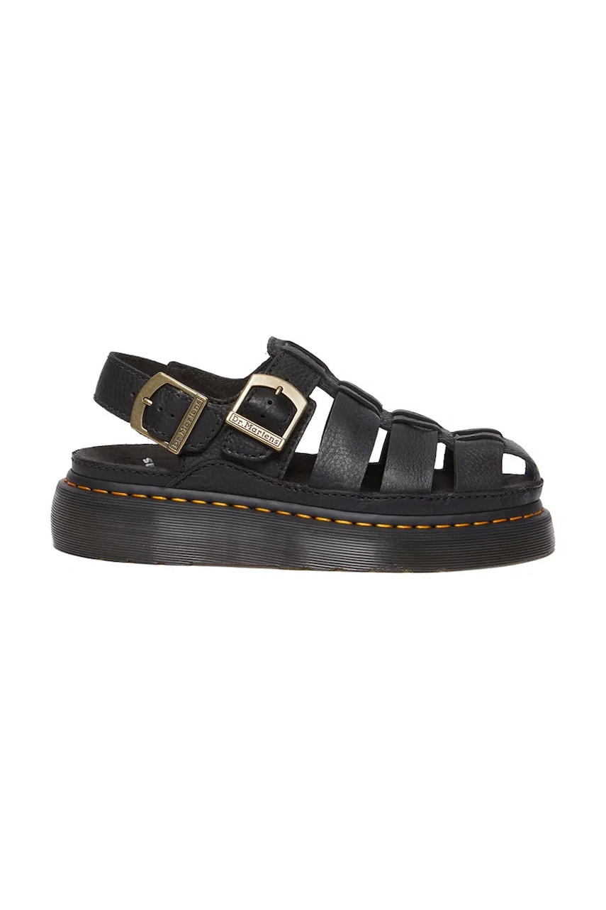 Dr. Martens sandale de piele Wrenlie femei, culoarea negru, cu platforma, DM31524001 Dr. Martens sandale de piele Wrenlie femei, culoarea negru, cu platforma, DM31524001