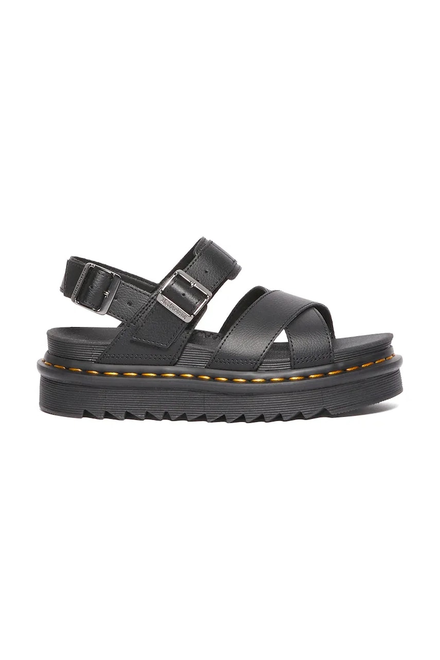 Dr. Martens sandale de piele Voss II femei, culoarea negru, cu platforma, DM31558001 Dr. Martens sandale de piele Voss II femei, culoarea negru, cu platforma, DM31558001