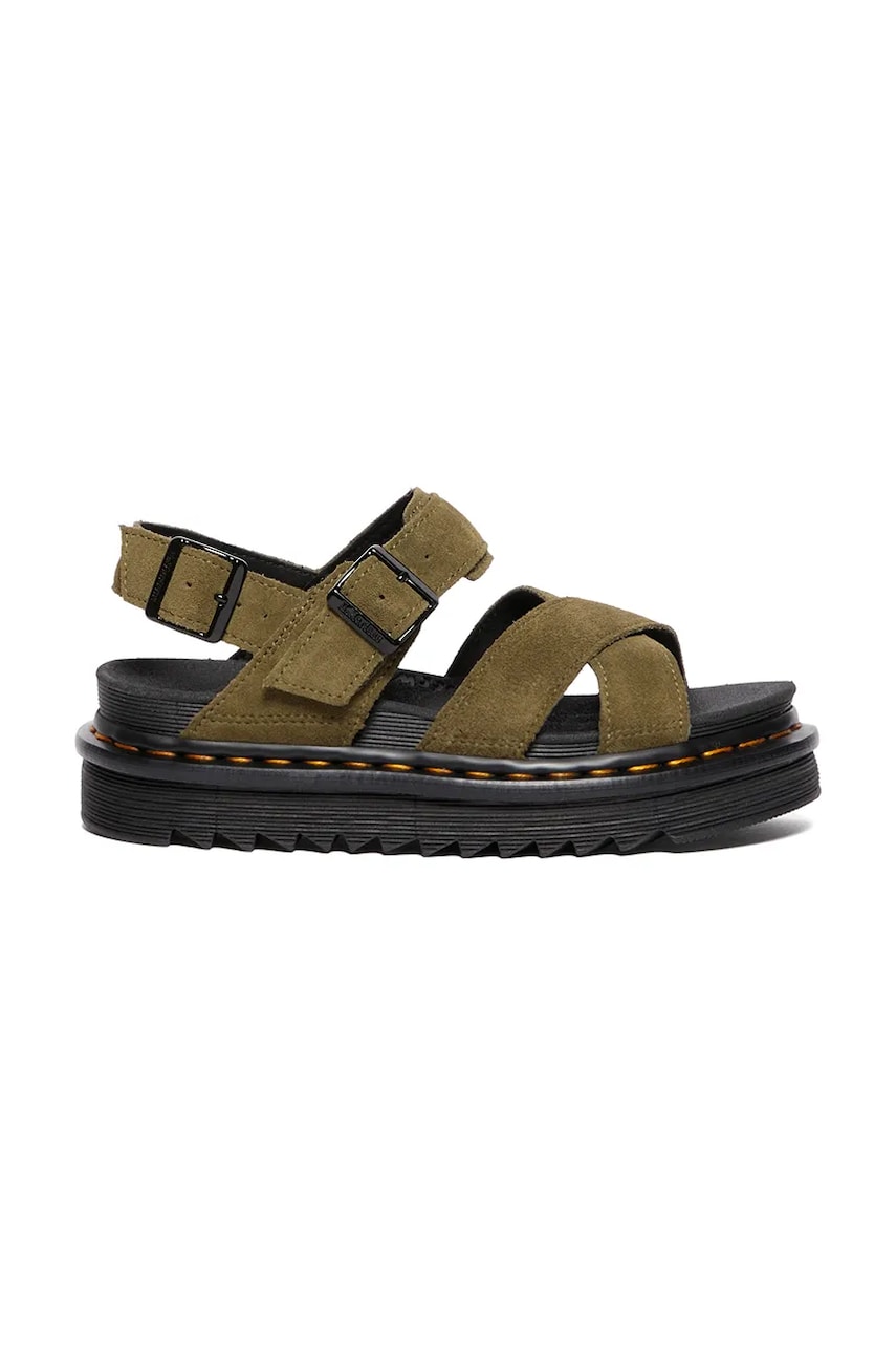 Dr. Martens sandale din piele intoarsa Voss II femei, culoarea verde, cu platforma, DM41122300 Dr. Martens sandale din piele intoarsa Voss II femei, culoarea verde, cu platforma, DM41122300