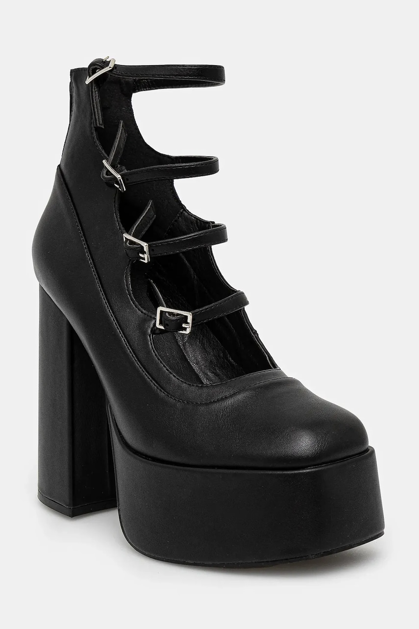 Koi Footwear pumps GURREN BLACK STRAPPY PLATFORM HEELS culoarea negru, cu toc drept, DBP17 Koi Footwear pumps GURREN BLACK STRAPPY PLATFORM HEELS culoarea negru, cu toc drept, DBP17