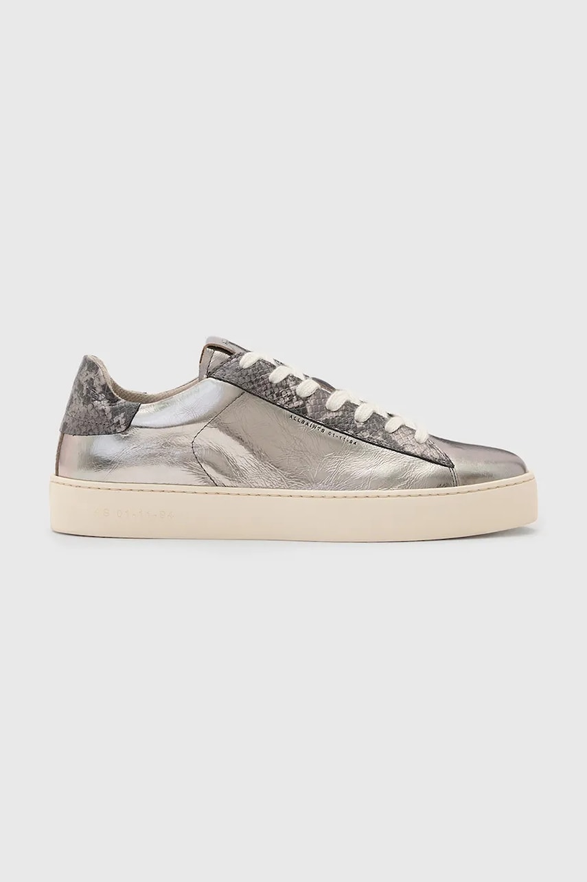 AllSaints sneakers din piele Shana Metallic Sneaker femei, culoarea argintiu, W104FB AllSaints sneakers din piele Shana Metallic Sneaker femei, culoarea argintiu, W104FB