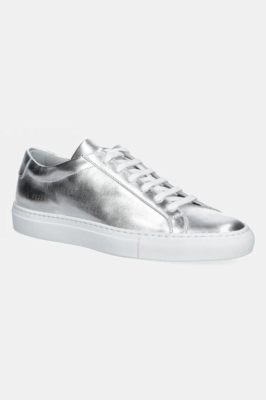 Common Projects sneakers din piele Achilles Shiny femei, culoarea argintiu, 6185 Common Projects sneakers din piele Achilles Shiny femei, culoarea argintiu, 6185