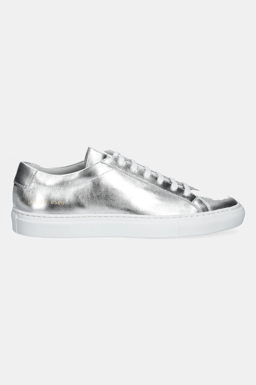 Кожаные кроссовки Common Projects Achilles Shiny женские цвет серебрянный 6185 Кожаные кроссовки Common Projects Achilles Shiny женские цвет серебрянный 6185