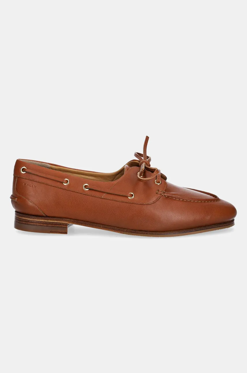 Кожаные мокасины Bally женские цвет коричневый на плоском ходу WF002V Кожаные мокасины Bally женские цвет коричневый на плоском ходу WF002V