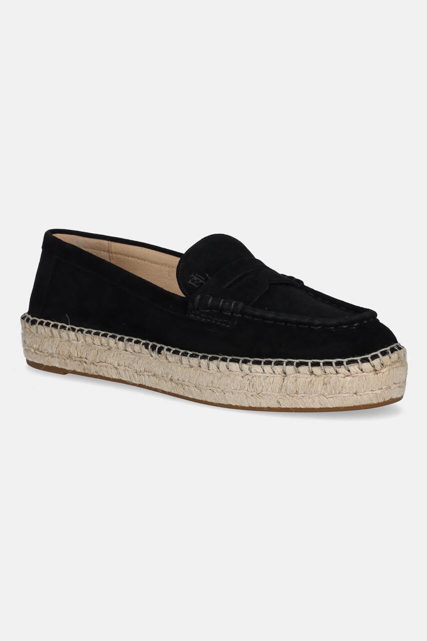 Levně Semišové espadrilky Lauren Ralph Lauren Luize Loafer černá barva, 802953958003