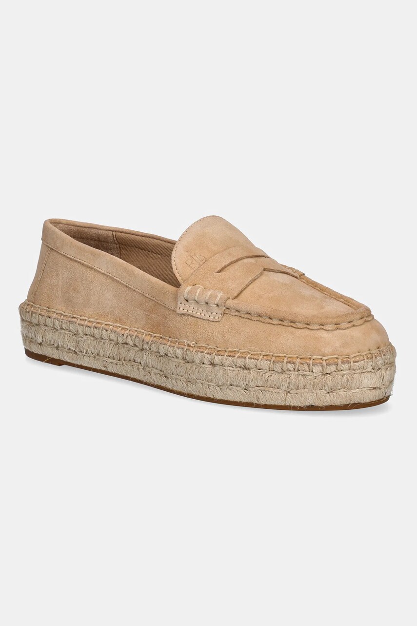 Levně Semišové espadrilky Lauren Ralph Lauren Luize Loafer béžová barva, 802953958007