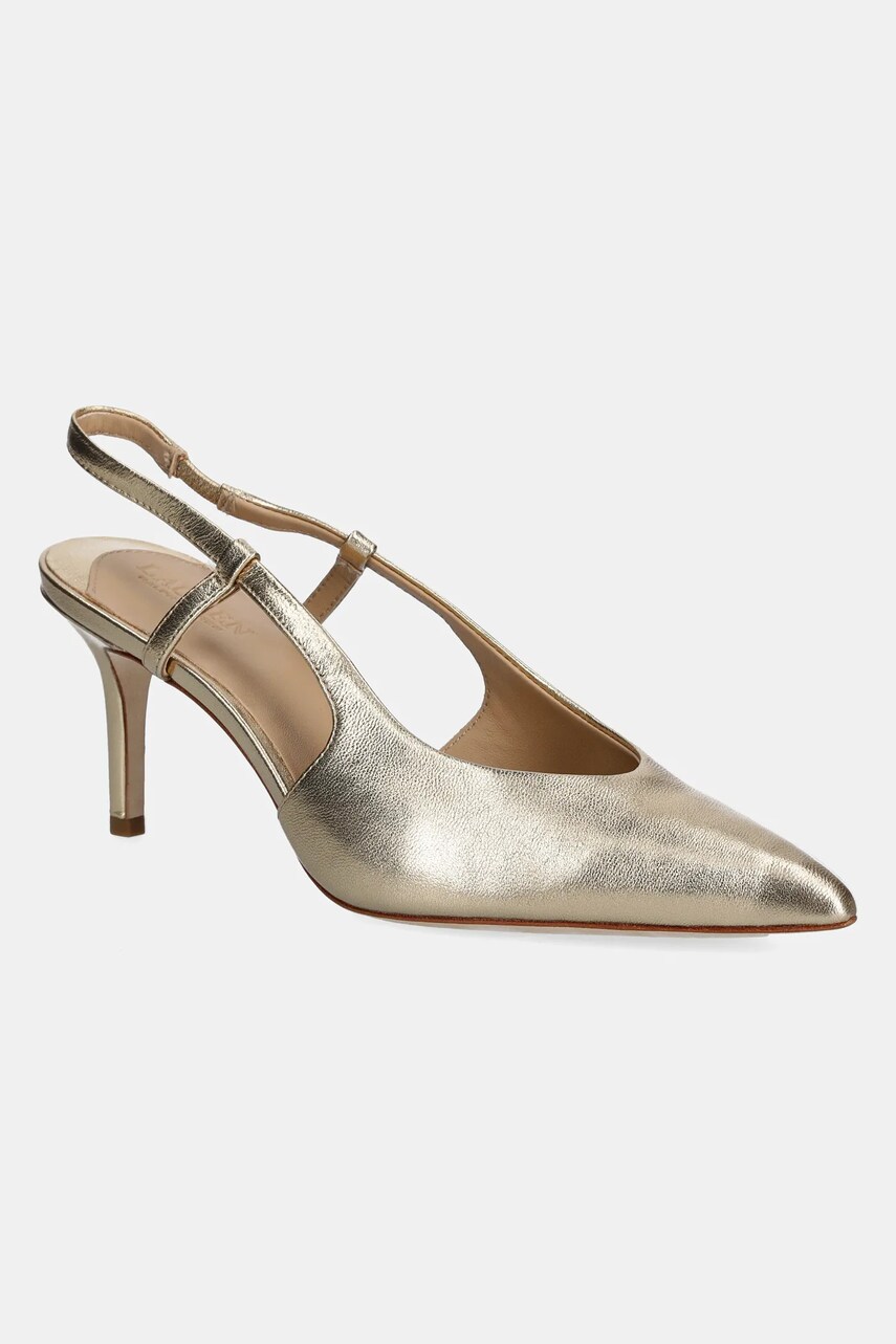 Levně Kožené lodičky Lauren Ralph Lauren Khloe Slgbck zlatá barva, 802966875001