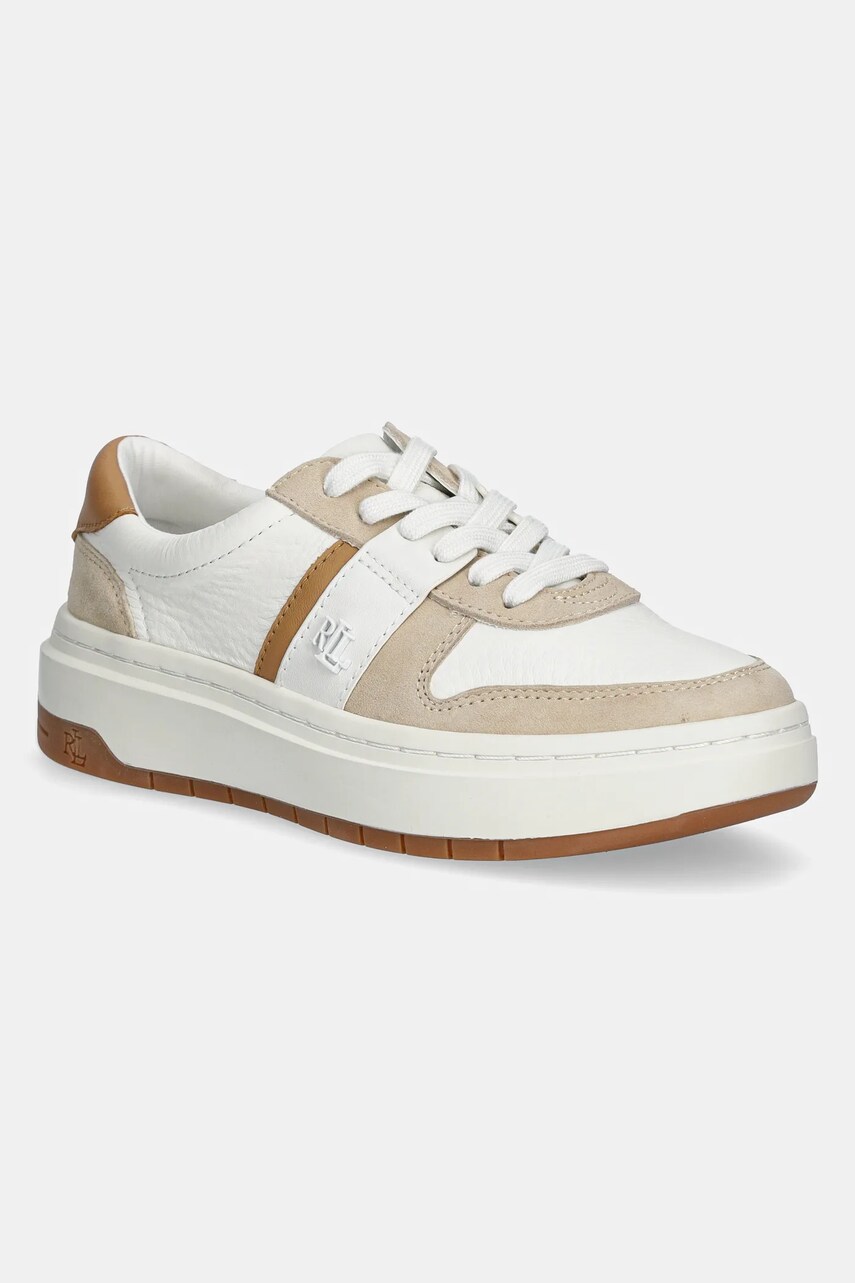 Levně Kožené sneakers boty Lauren Ralph Lauren Harlie bílá barva, 802967037001