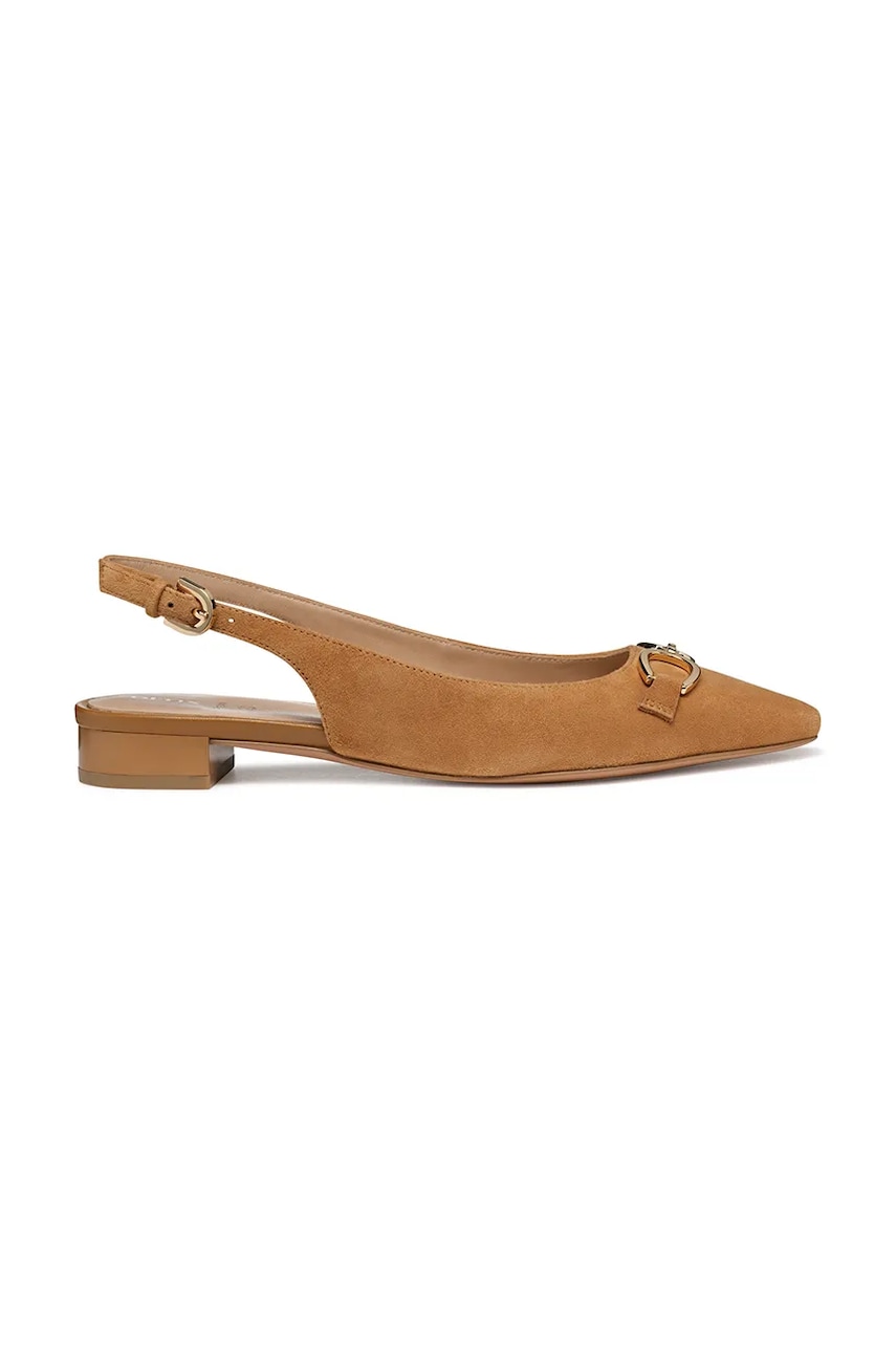 Geox balerini din piele întoarsă D GISELDA15 culoarea maro, cu toc deschis, D55YUE 00021 C6001 Geox balerini din piele întoarsă D GISELDA15 culoarea maro, cu toc deschis, D55YUE 00021 C6001