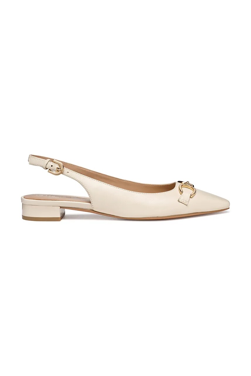 Geox balerini de piele D GISELDA15 culoarea bej, cu toc deschis, D55YUE 000TU C1122