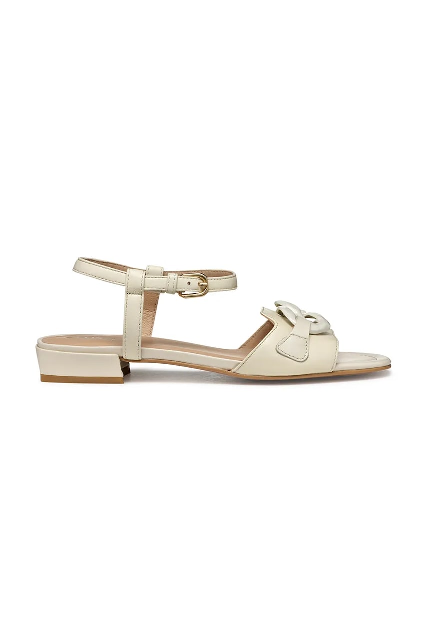 Geox sandale de piele D NEW ERAKLIA 15 femei, culoarea bej, cu toc drept, D5580D 000TU C1122