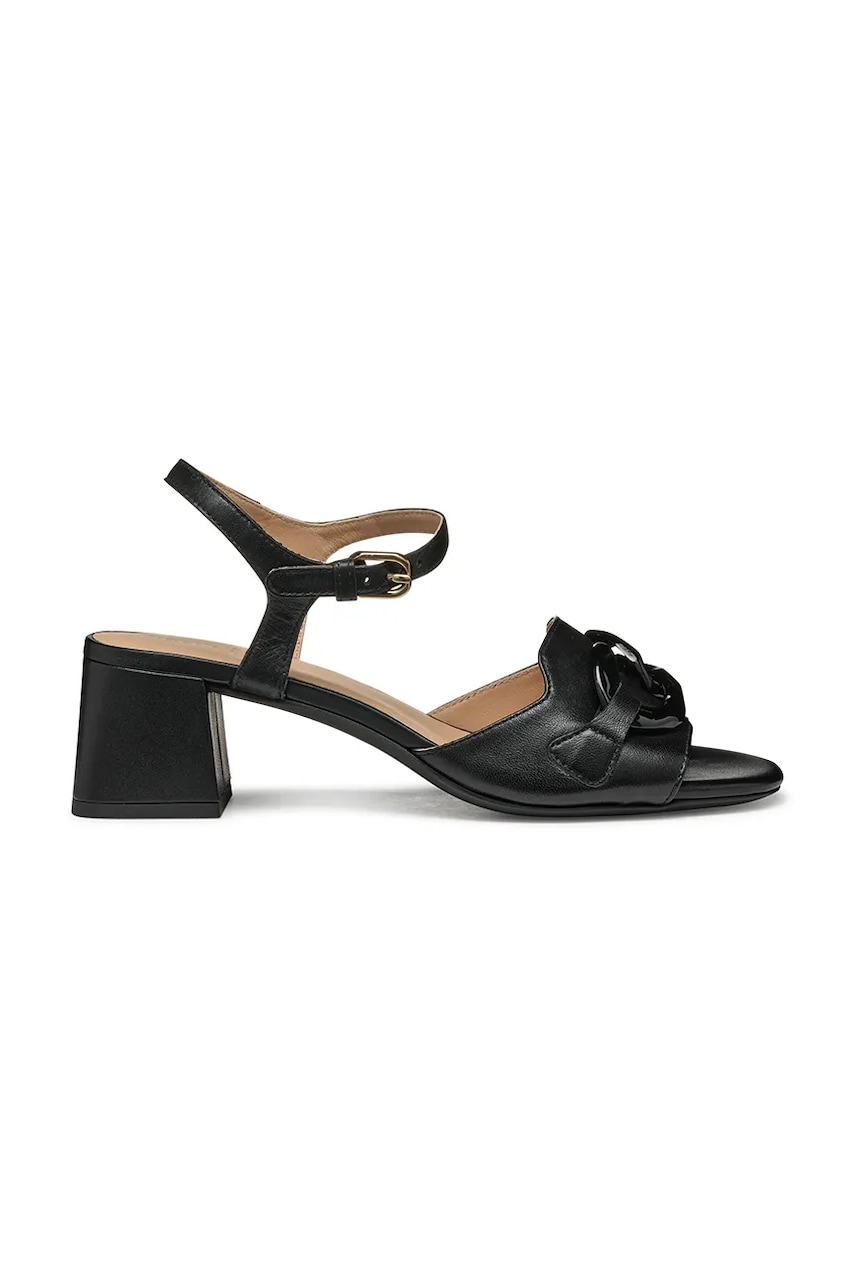 Geox sandale de piele D NEW ERAKLIA 50 T femei, culoarea negru, cu toc drept, D55YQC 000TU C9999 Geox sandale de piele D NEW ERAKLIA 50 T femei, culoarea negru, cu toc drept, D55YQC 000TU C9999