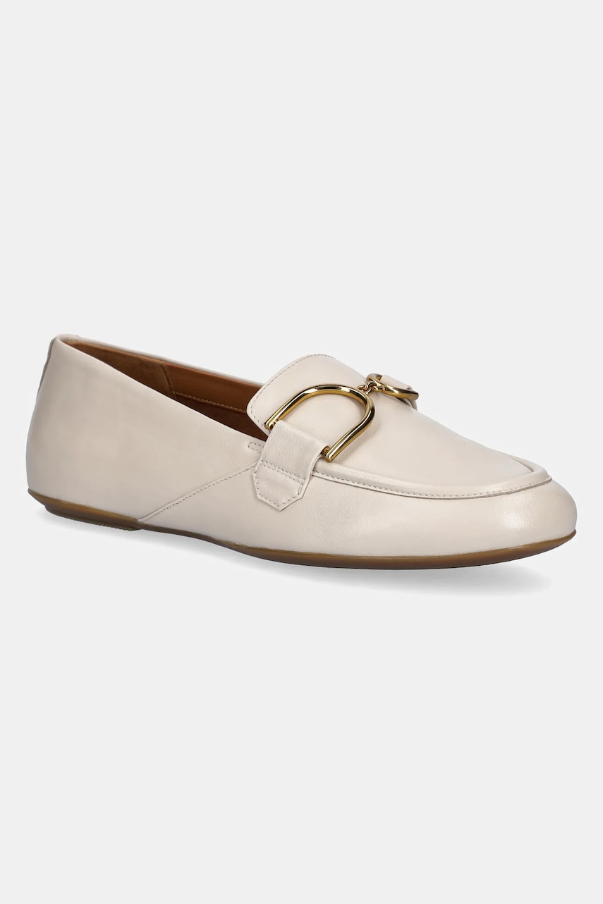 Geox mocasini de piele D PALMARIA femei, culoarea bej, cu toc plat, D45MUJ 000TU C1122 Geox mocasini de piele D PALMARIA femei, culoarea bej, cu toc plat, D45MUJ 000TU C1122