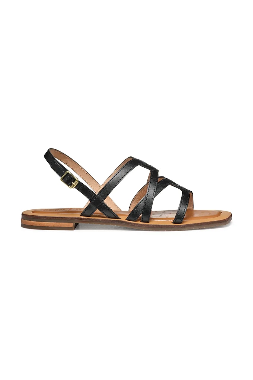 Geox sandale de piele D SOZY QC femei, culoarea negru, D55YFA 0001J C9999 Geox sandale de piele D SOZY QC femei, culoarea negru, D55YFA 0001J C9999