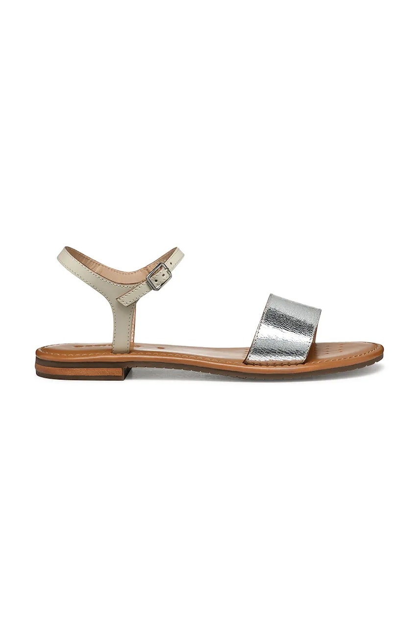 Geox sandale de piele D SOZY S femei, culoarea argintiu, D55LXJ 0KY81 C1W1S Geox sandale de piele D SOZY S femei, culoarea argintiu, D55LXJ 0KY81 C1W1S