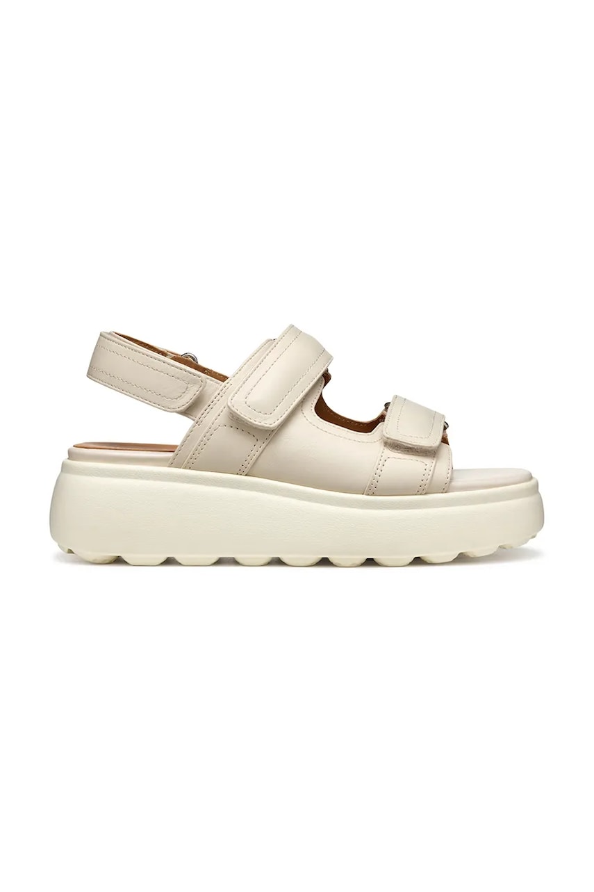 Geox sandale de piele D SPHERICA EC4.1 S femei, culoarea bej, cu platforma, D55D4B 00085 C1122