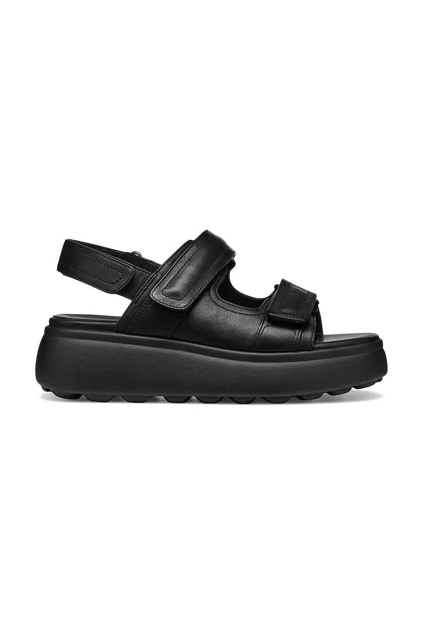 Geox sandale de piele D SPHERICA EC4.1 S femei, culoarea negru, cu platforma, D55D4B 00085 C9999 Geox sandale de piele D SPHERICA EC4.1 S femei, culoarea negru, cu platforma, D55D4B 00085 C9999